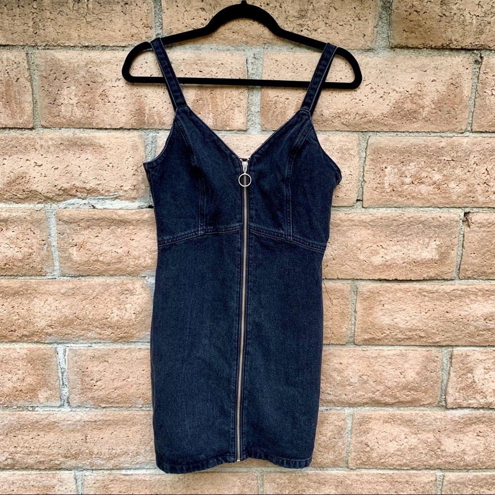 Topshop zip front denim dress